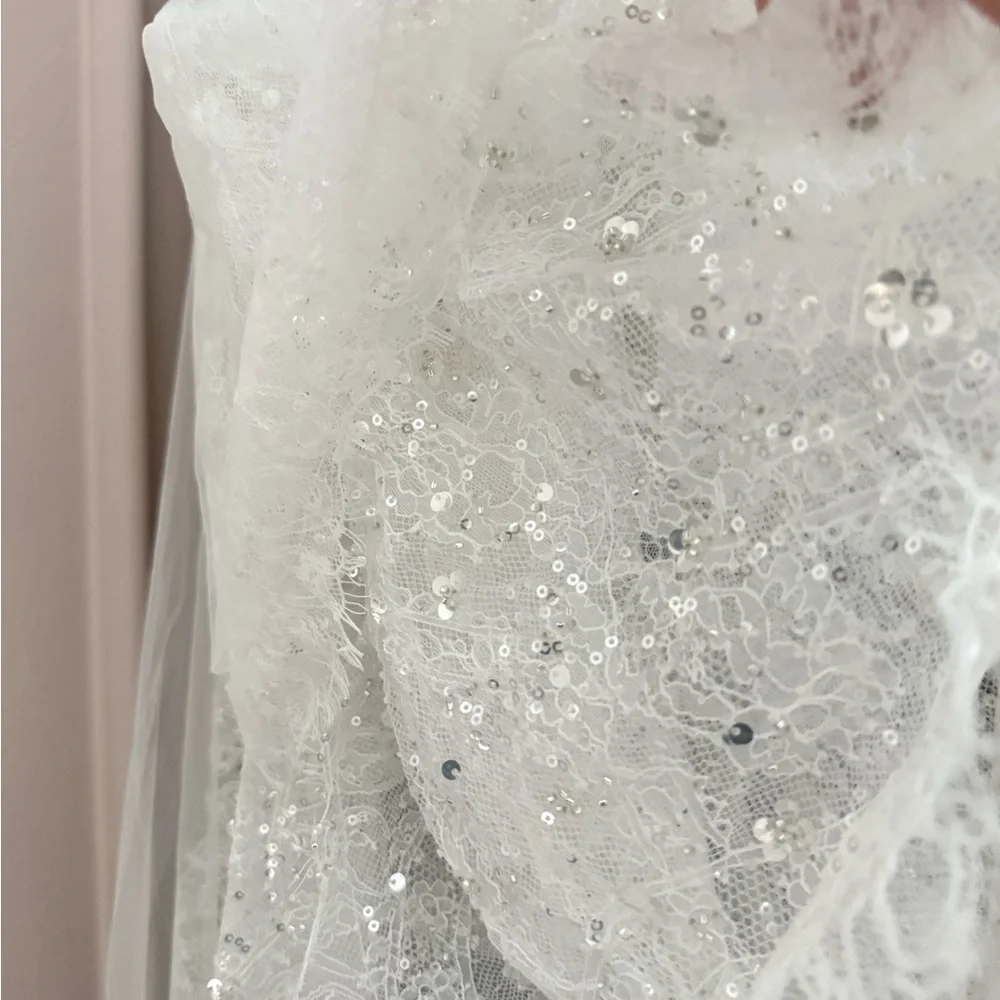For Love And Lemons White Beaded Bridal Veil